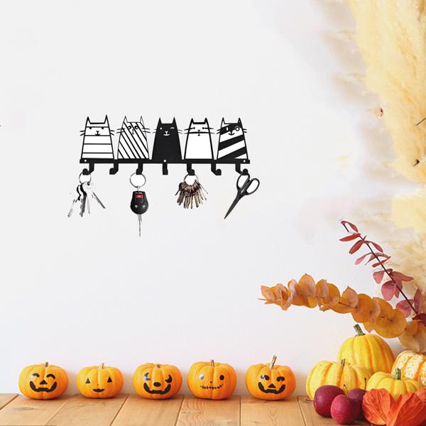 可爱的猫装饰挂钩。七钩键钩架，转换成一个高品质的现代壁挂式衣架（TikTok、temu下自提）-22