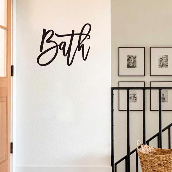 现代农家乐设计浴室标志：浴室金属字墙装饰的化妆室和浴室。这个墙壁雕塑为您的洗手间墙壁带来了优雅和永恒的吸引力，创造了一个放松和诱人的空间（TikTok、temu下自提）-9