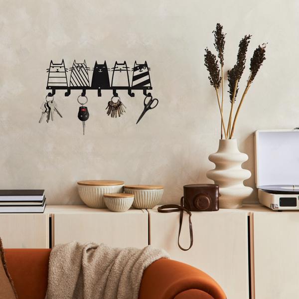 可爱的猫装饰挂钩。七钩键钩架，转换成一个高品质的现代壁挂式衣架（TikTok、temu下自提）-24