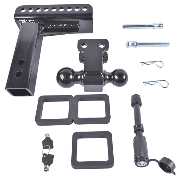 拖车挂接装置 Adjustable Trailer Hitch Fits 2.5" Receiver 6-Inch Drop/Rise 2" & 2-5/16" Ball 22000 LBS GTW with Anti-Theft Pin-3