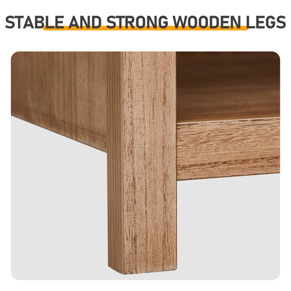 橡木色 P2密度板+贴实木皮框架 56*45*65cm 一抽带下隔层 床头柜 中世纪现代 1pcs-22