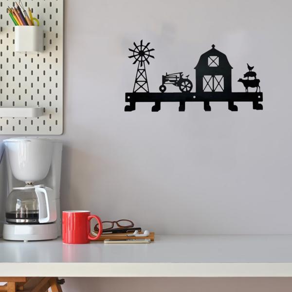 1PC，坚固的金属挂壁式储物架，带挂钩，非常适合挂外套，钥匙，毛巾等。一个多功能和实用的支架。实用钩子。（TikTok、temu下自提）-19