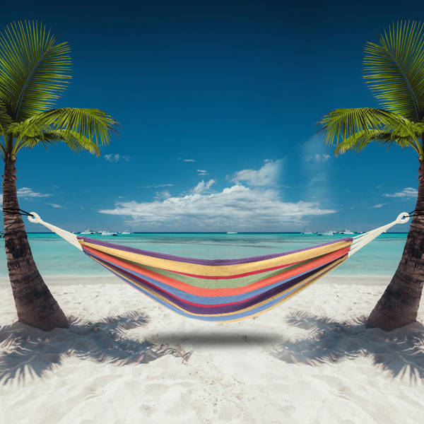 9ft 小彩条 黑底银花架子 2*1.5m涤棉吊床 铁吊床套装 330.00lbs-24