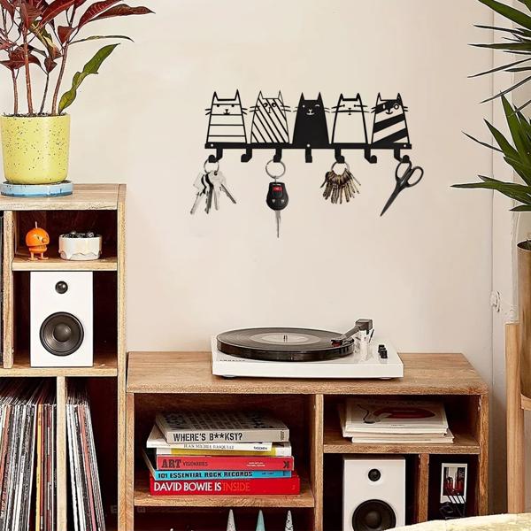 可爱的猫装饰挂钩。七钩键钩架，转换成一个高品质的现代壁挂式衣架（TikTok、temu下自提）-28