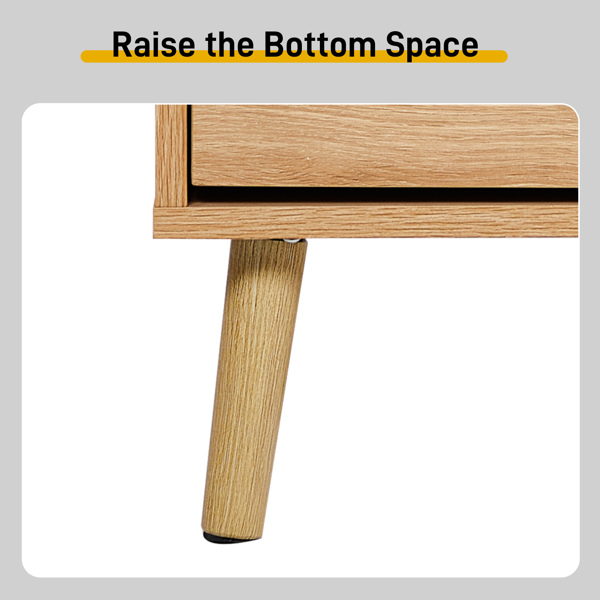 2个翻斗带高脚拱形藤面 鞋柜 密度板贴三胺 54*24*98cm 原木色-9