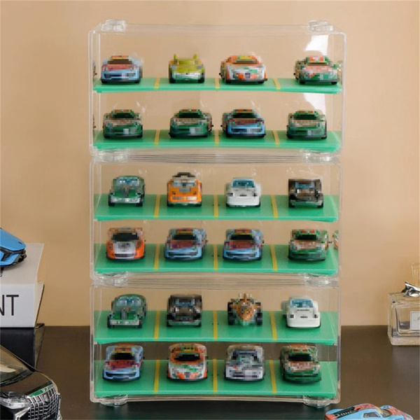 玩具车收纳盒透明展示架 1:64双层款带车位可叠加-11