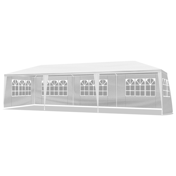 10X30ft 白色 5围 凉棚 5窗  PE布-1