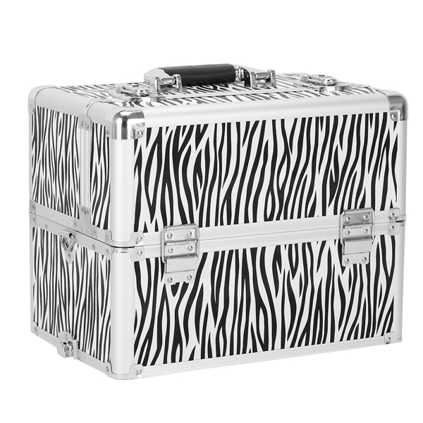 【SM】三合一四轮铝合金拉杆化妆箱纹绣箱 白斑马纹-12