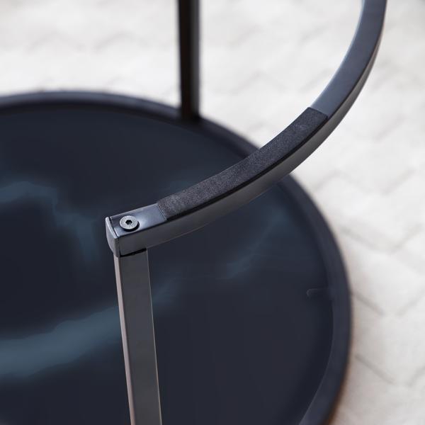 2 件套咖啡桌嵌套黑色桌面黑色框架圆形大理石纹木桌，客厅卧室公寓现代工业风简约床头柜-4