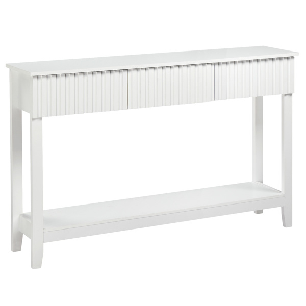 白色 2层3抽 MDF 130*30*81cm 玄关桌 格栅-12