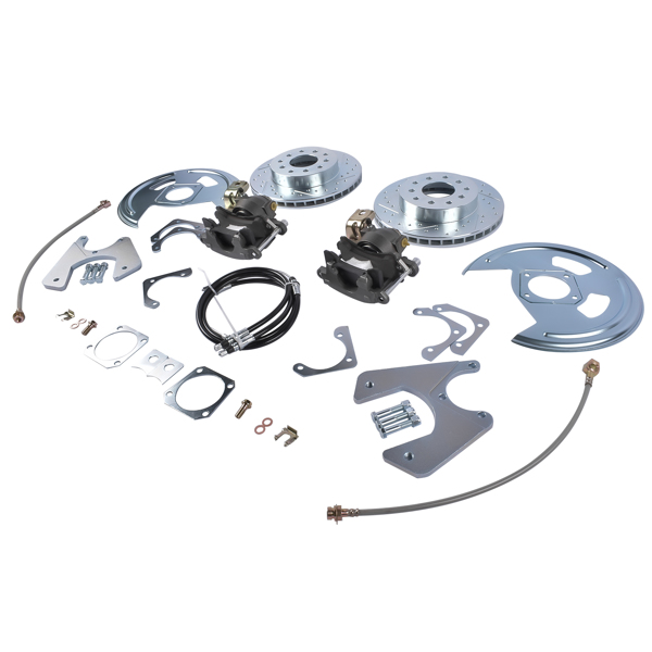 刹车盘套装 Fit for Chevy Camaro Pontiac Firebird (Staggered Shocks) Rear Disc Brake Conversion With Cross Drilled & Slotted Rotors With Parking Brake 1970-1981-2