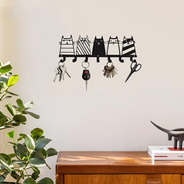 可爱的猫装饰挂钩。七钩键钩架，转换成一个高品质的现代壁挂式衣架（TikTok、temu下自提）-26