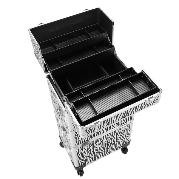 【SM】三合一四轮铝合金拉杆化妆箱纹绣箱 白斑马纹-14