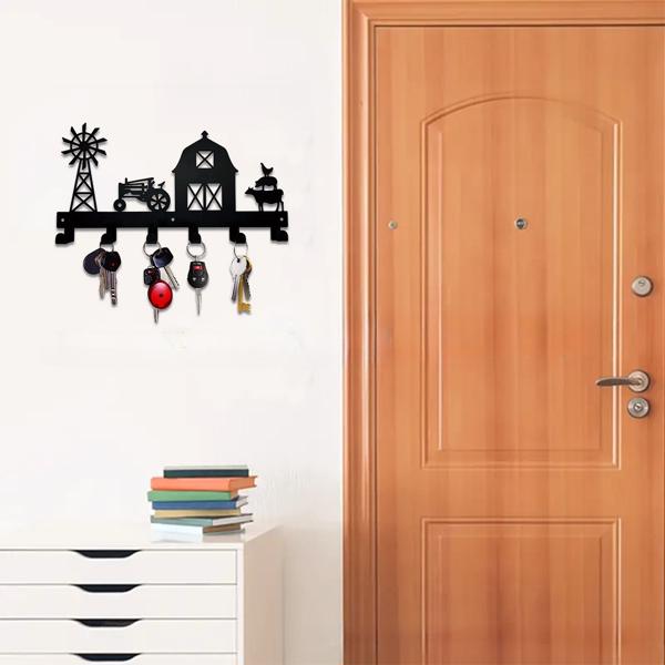 1PC，坚固的金属挂壁式储物架，带挂钩，非常适合挂外套，钥匙，毛巾等。一个多功能和实用的支架。实用钩子。（TikTok、temu下自提）-22