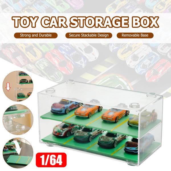 玩具车收纳盒透明展示架 1:64双层款带车位可叠加-2