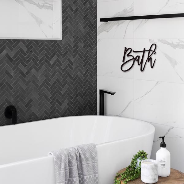 现代农家乐设计浴室标志：浴室金属字墙装饰的化妆室和浴室。这个墙壁雕塑为您的洗手间墙壁带来了优雅和永恒的吸引力，创造了一个放松和诱人的空间（TikTok、temu下自提）-24