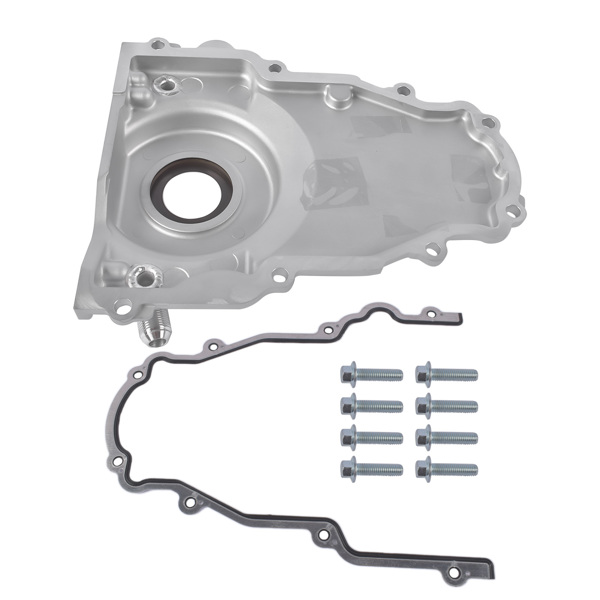 时规盖 Timing Cover w/ 10AN Turbo Oil Drain Fittings Fit for LS Gen 3 4.8L 5.3L 5.7L 6.0L-3