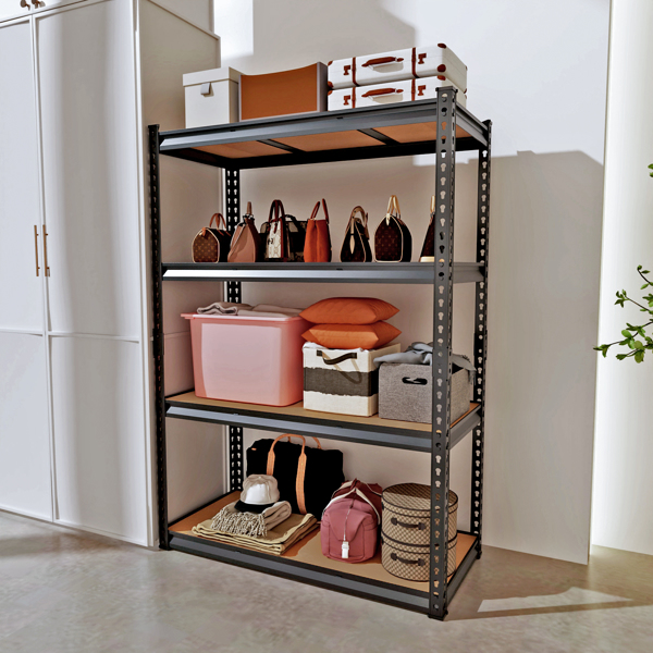 4层 可自由调节层间距 葫芦形孔位 带手套橡胶锤 展示架 铁 122*45*153.5cm 黑色铁件原木色中纤层板-25