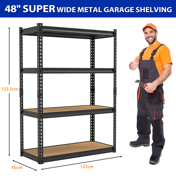 4层 可自由调节层间距 葫芦形孔位 带手套橡胶锤 展示架 铁 122*45*153.5cm 黑色铁件原木色中纤层板-14
