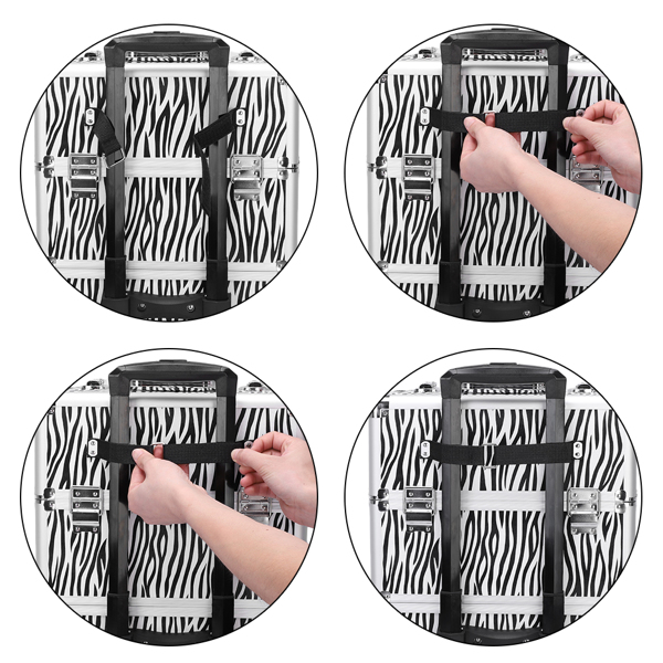 【SM】三合一四轮铝合金拉杆化妆箱纹绣箱 白斑马纹-36