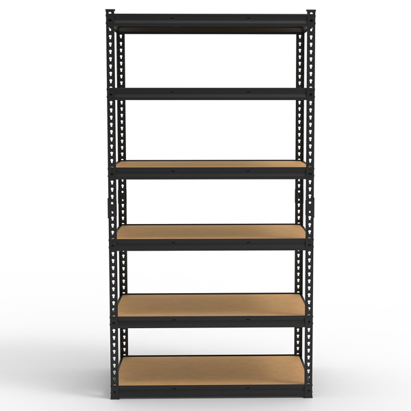 6层 可自由调节层间距 葫芦形孔位 带手套橡胶锤 展示架 铁 122*60*206cm 黑色铁件原木色中纤层板-7