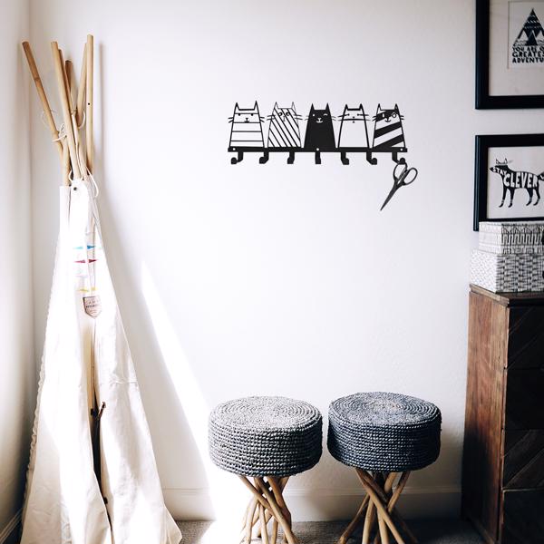 可爱的猫装饰挂钩。七钩键钩架，转换成一个高品质的现代壁挂式衣架（TikTok、temu下自提）-25