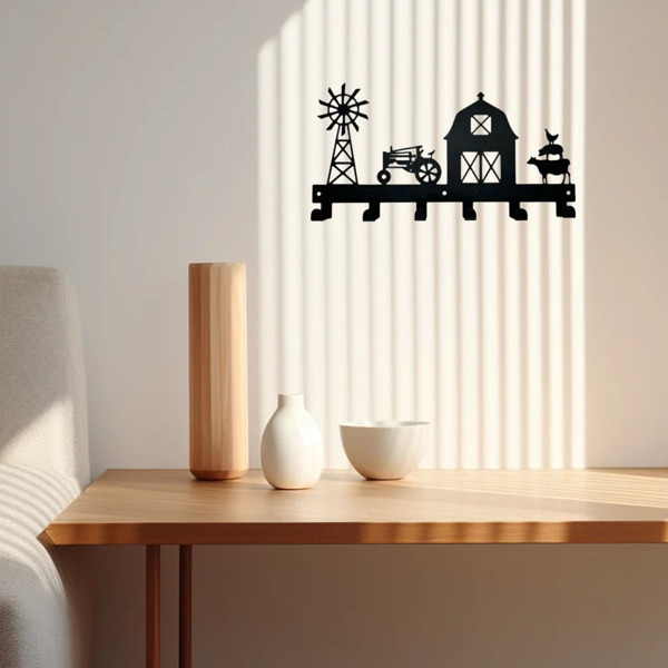 1PC，坚固的金属挂壁式储物架，带挂钩，非常适合挂外套，钥匙，毛巾等。一个多功能和实用的支架。实用钩子。（TikTok、temu下自提）-3