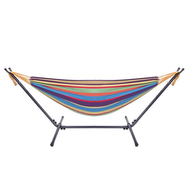 9ft 小彩条 黑底银花架子 2*1.5m涤棉吊床 铁吊床套装 330.00lbs-4