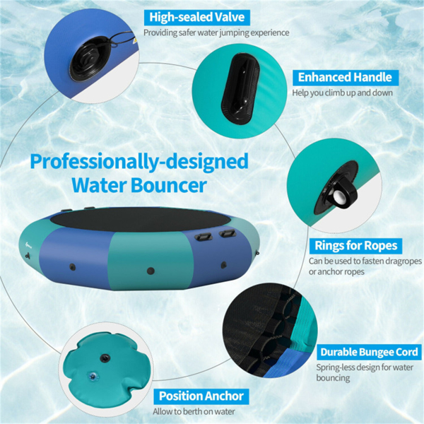 10英尺浮水蹦床-容量330磅，耐用的PVC/牛津布，带500W充气机和配件 -蓝色  WALMART禁止销售  周末不发货-3