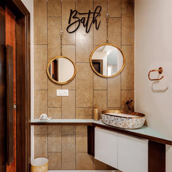 现代农家乐设计浴室标志：浴室金属字墙装饰的化妆室和浴室。这个墙壁雕塑为您的洗手间墙壁带来了优雅和永恒的吸引力，创造了一个放松和诱人的空间（TikTok、temu下自提）-11