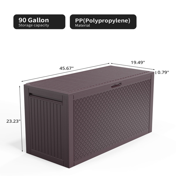 90gal 棕色 迷宫纹 塑料 注塑 庭院塑料收纳箱-4