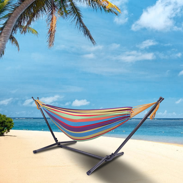 9ft 小彩条 黑底银花架子 2*1.5m涤棉吊床 铁吊床套装 330.00lbs-10