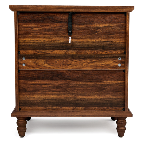 棕色 P2刨花板贴3D纸+实木腿 63*44.5*68.5CM 三抽 床头柜 1pcs-14