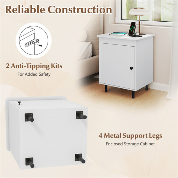 2个白色床头柜带门  WALMART禁止销售-7