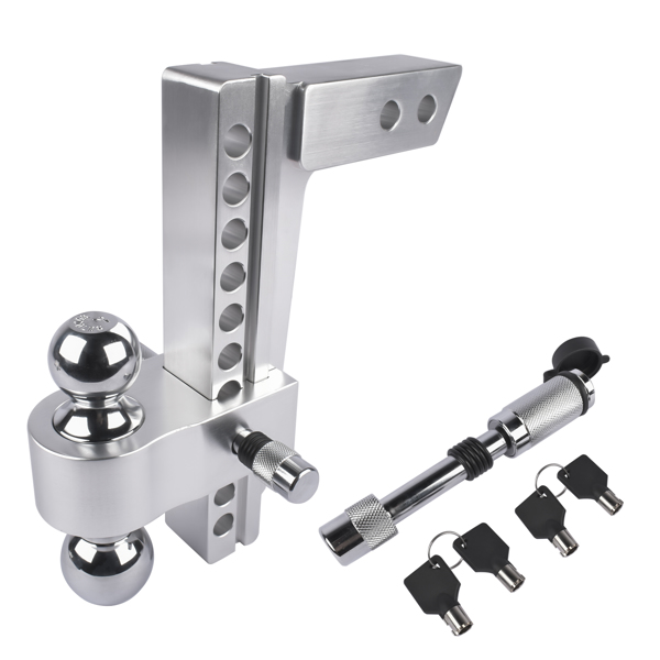 拖车挂接装置 Adjustable Trailer Hitch Fits 2" Receiver, 10" Drop/Rise 12500 LBS GTW 2" & 2-5/16" Dual Ball with Locks-4