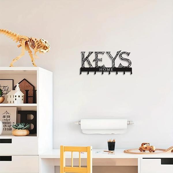 1pc金属墙安装钥匙挂钩：一个时尚的装饰墙装饰。冲孔/粘接安装存储解决方案，确保简单和整洁的关键组织（TikTok、temu下自提）-8