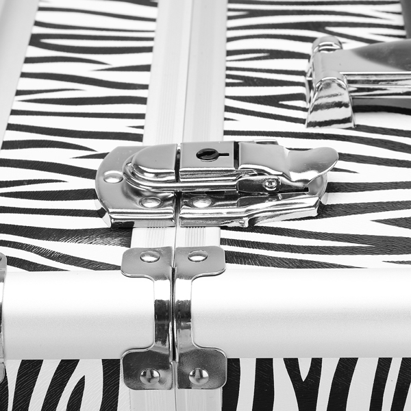 【SM】三合一四轮铝合金拉杆化妆箱纹绣箱 白斑马纹-24