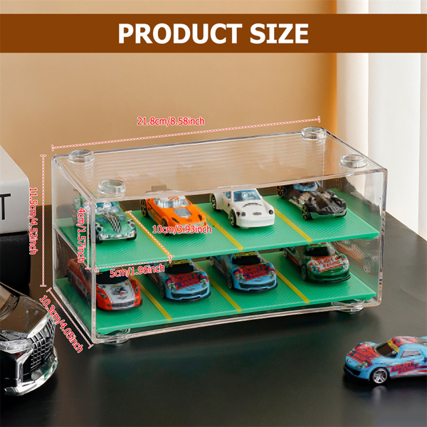 玩具车收纳盒透明展示架 1:64双层款带车位可叠加-5