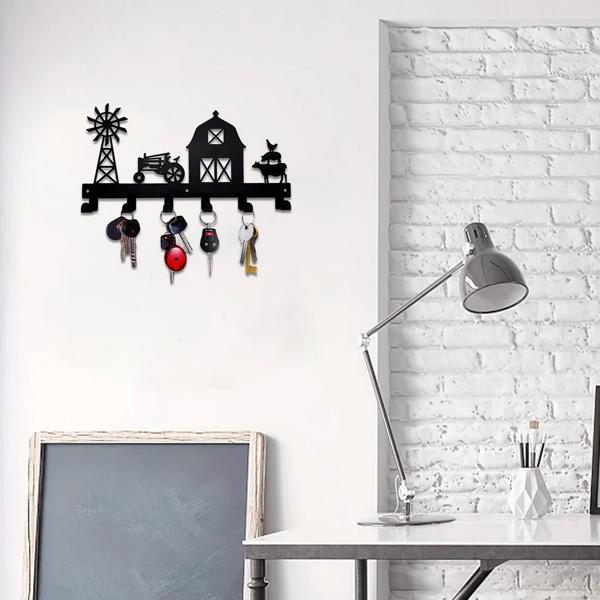 1PC，坚固的金属挂壁式储物架，带挂钩，非常适合挂外套，钥匙，毛巾等。一个多功能和实用的支架。实用钩子。（TikTok、temu下自提）-23