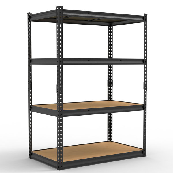 4层 可自由调节层间距 葫芦形孔位 带手套橡胶锤 展示架 铁 122*60*153.5cm 黑色铁件原木色中纤层板-7