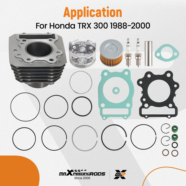 气缸活塞顶端重建套件 适用于Honda TRX 300 Fourtrax FW 4x4 2x4 88-00-2