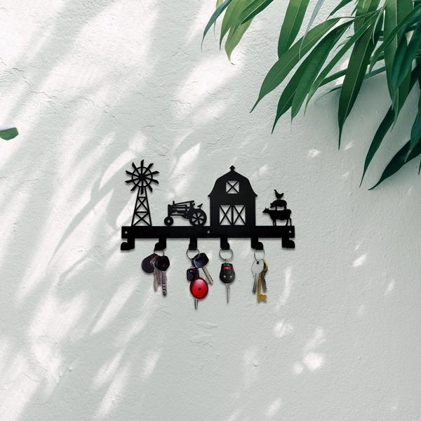 1PC，坚固的金属挂壁式储物架，带挂钩，非常适合挂外套，钥匙，毛巾等。一个多功能和实用的支架。实用钩子。（TikTok、temu下自提）-30