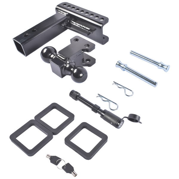 拖车挂接装置 Adjustable Trailer Hitch Fits 2.5" Receiver 6-Inch Drop/Rise 2" & 2-5/16" Ball 22000 LBS GTW with Anti-Theft Pin-6