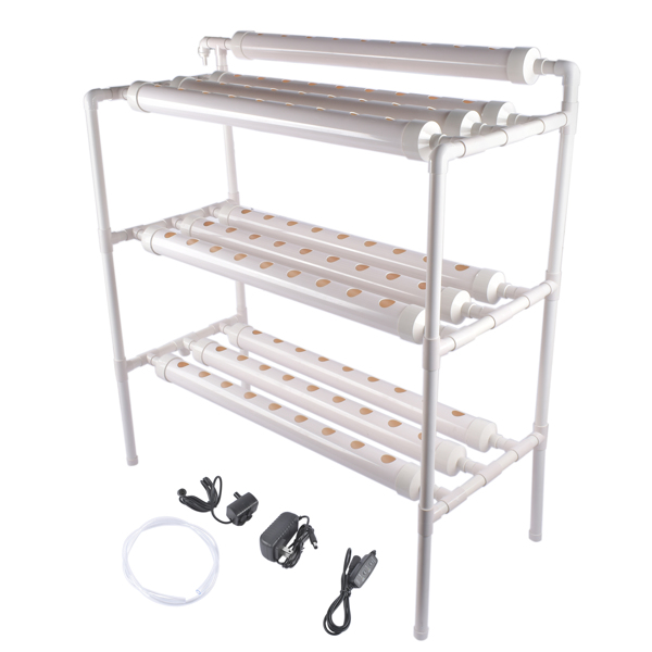 A1-落地式水培种植系统 Floor Standing Hydroponics Growing Planting System Kit, Soilless Cultivation PVC Pipes for Gardening and Planting (90 Seed Holes, White)-3