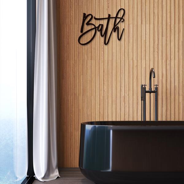 现代农家乐设计浴室标志：浴室金属字墙装饰的化妆室和浴室。这个墙壁雕塑为您的洗手间墙壁带来了优雅和永恒的吸引力，创造了一个放松和诱人的空间（TikTok、temu下自提）-18