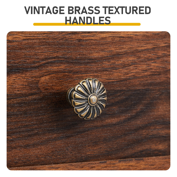 棕色 P2刨花板贴3D纸+实木腿 63*44.5*68.5CM 三抽 床头柜 1pcs-23