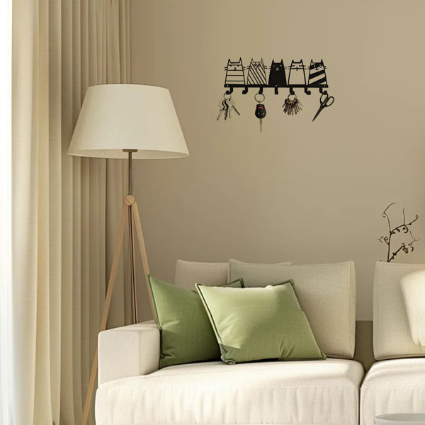 可爱的猫装饰挂钩。七钩键钩架，转换成一个高品质的现代壁挂式衣架（TikTok、temu下自提）-21