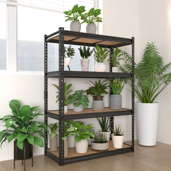 4层 可自由调节层间距 葫芦形孔位 带手套橡胶锤 展示架 铁 122*60*153.5cm 黑色铁件原木色中纤层板-10