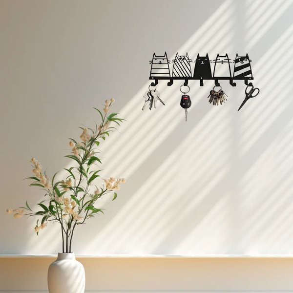 可爱的猫装饰挂钩。七钩键钩架，转换成一个高品质的现代壁挂式衣架（TikTok、temu下自提）-37