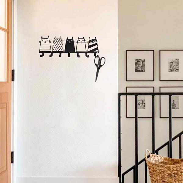 可爱的猫装饰挂钩。七钩键钩架，转换成一个高品质的现代壁挂式衣架（TikTok、temu下自提）-13